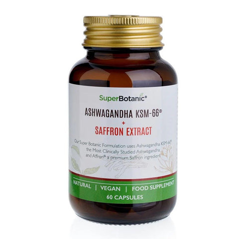 Ashwagandha KSM-66 + Saffron Extract - 60 Capsules - Super Botanic