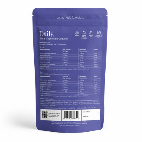 5 in 1 Magnesium Complex + B6 - 60 Capsules | Made By Daily