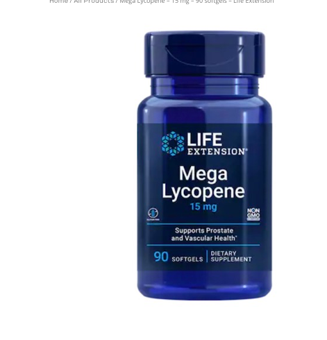 Mega Lycopene – 15 mg – 90 softgels – Life Extension