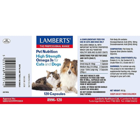 High Potency Omega 3s for Cats and Dogs - 120 Capsules | Lamberts