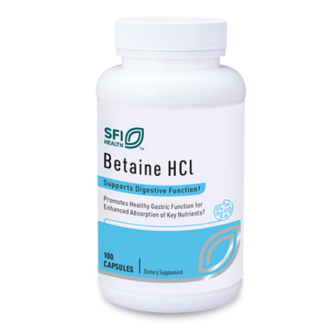 Betaine HCL – 100 capsules – Klaire Labs/SFI Health (New Packaging)