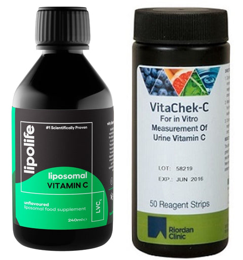 LVC1 Liposomal Vitamin C (Lipolife) and 50 Vitamin C Test Strips – Saver Pack
