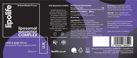 LLN1 Liposomal Nucleotide Complex 150ml liquid (Vanilla & Ginger flavour) – lipolife