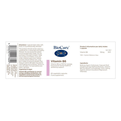 Vitamin B6 - 60 Veg Capsules - BioCare