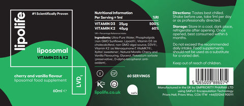 LVD1 – Liposomal Vitamin D3 K2 (Cherry & Vanilla) 60ml – Lipolife