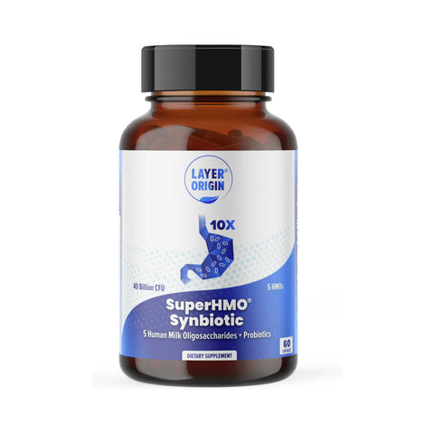 SuperHMO Synbiotic (5 Human Milk Oligosaccharides + Probiotics) - 60 Capsules | Layer Origin