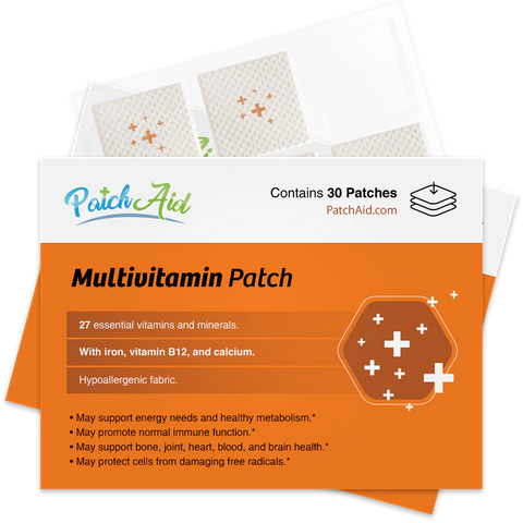 Patch Aid Multivitamin Topical Patch – 30 Daily Patches - With or Without Iron