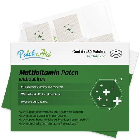 Patch Aid Multivitamin Topical Patch – 30 Daily Patches - With or Without Iron