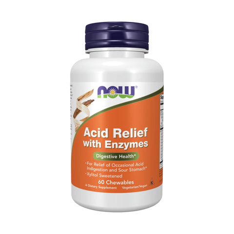 Acid Relief with Enzymes - 60 Chewable Tablets - Now Foods