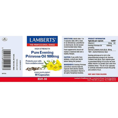 Pure Evening Primrose Oil – 1000mg - 90 Caps – Lamberts