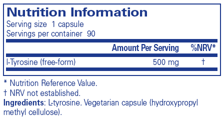 L-Tyrosine - 90 Capsules - Pure Encapsulations