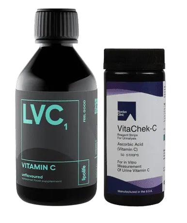 LVC1 Liposomal Vitamin C (Lipolife) and 50 Vitamin C Test Strips – Saver Pack