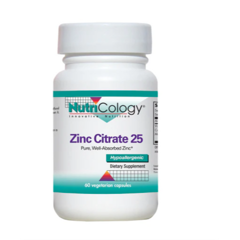 Zinc Citrate 25 – 60 Veg Capsules – Nutricology / Allergy Research Group